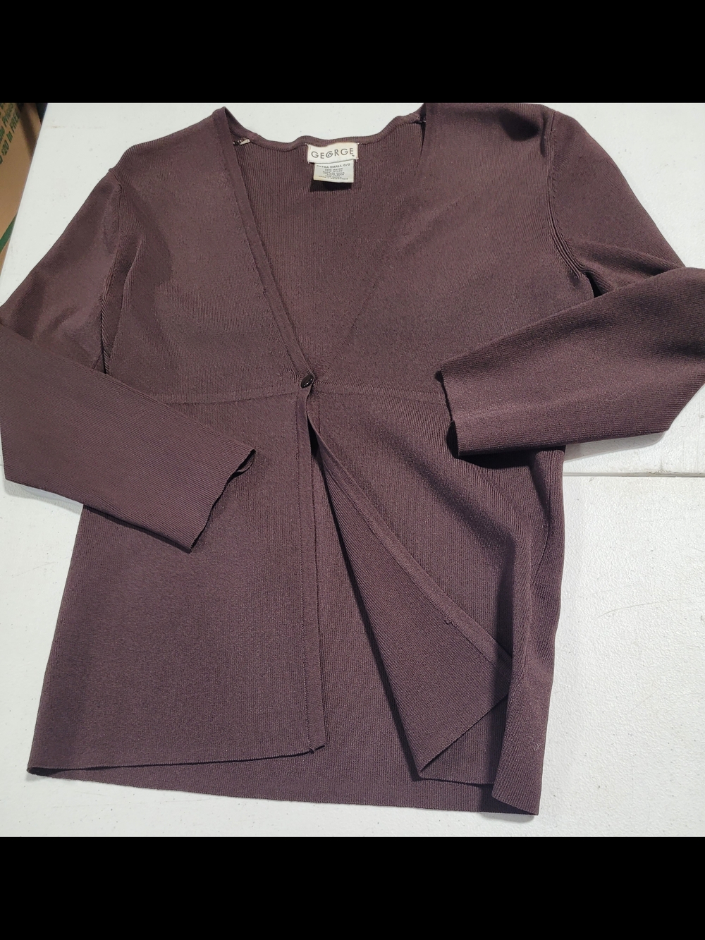 George Women's Plum-Brown V-Neck Single-Button Cardigan